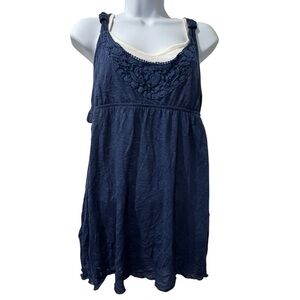 Vtg Y2K Babydoll Sleeveless Strap Cami Tunic Top With Built-in Tank Top Sz XL
